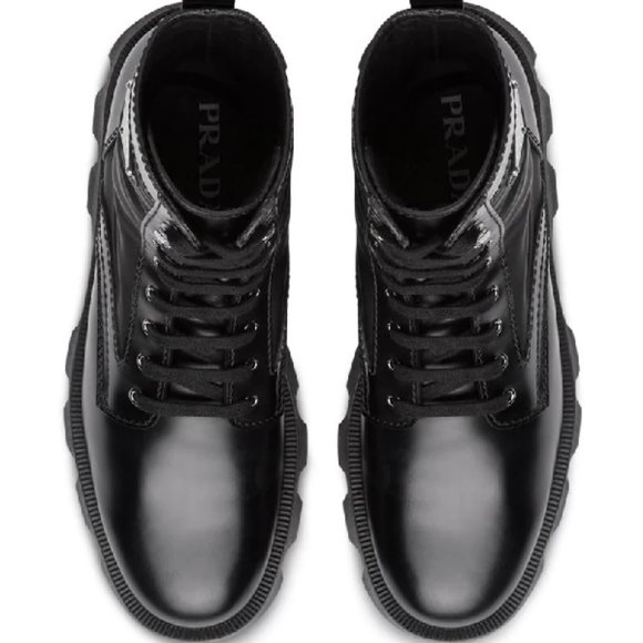 PRADA mens combat boots Black leather and nylon size IT 5.5 (size US 7) - Picture 5 of 10